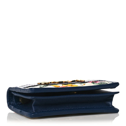Gucci Canvas Flora Floral Trapuntata Zumi Card Case Wallet Great White Multicolor Blue Agata 4 of 8