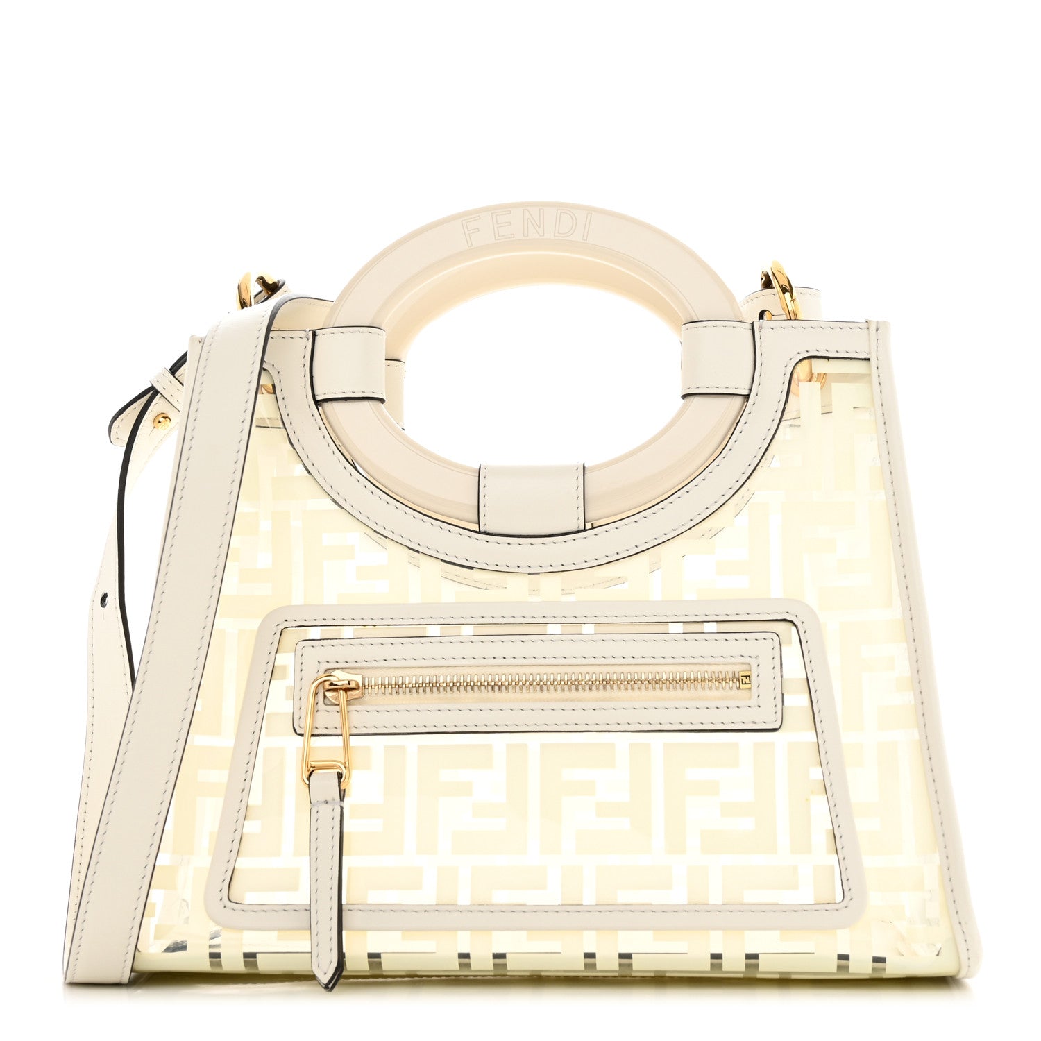 Fendi TPU FF Vitello Century Plexiglass Small Runaway Shopper Tote White 1 of 10
