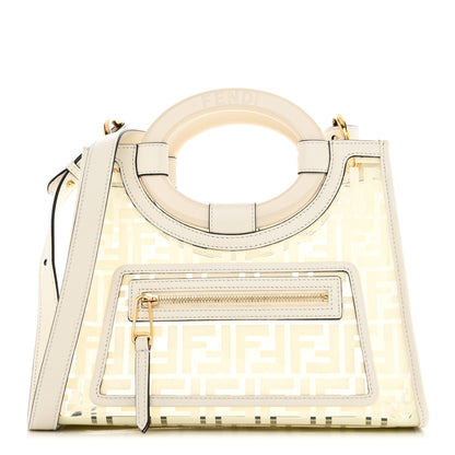 Fendi TPU FF Vitello Century Plexiglass Small Runaway Shopper Tote White 1 of 10