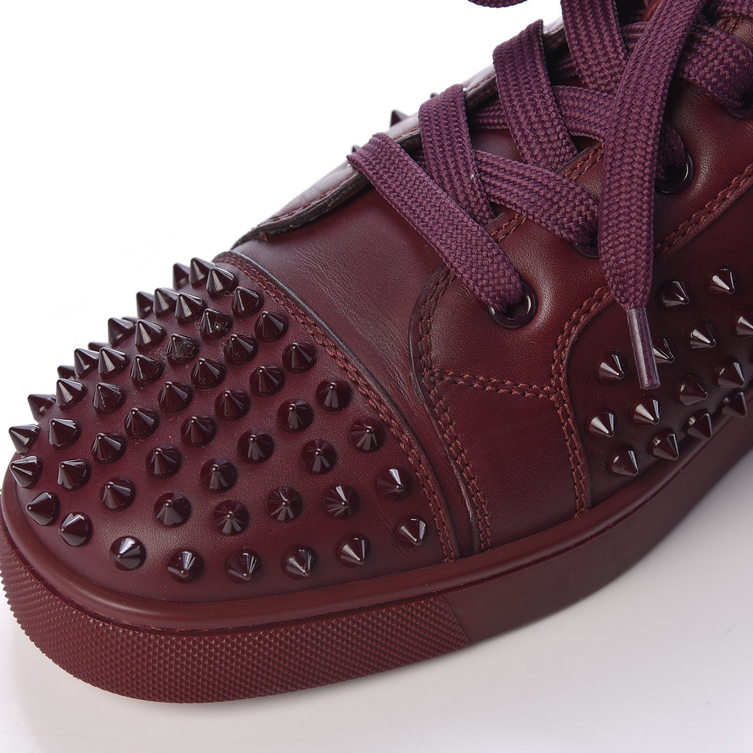 Christian Louboutin Calfskin Mens Louis Spikes Flat Sneakers 43 Lie De Vin 10 of 11
