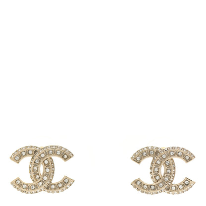 Chanel Crystal Timeless CC Earrings Light Gold 1 of 4
