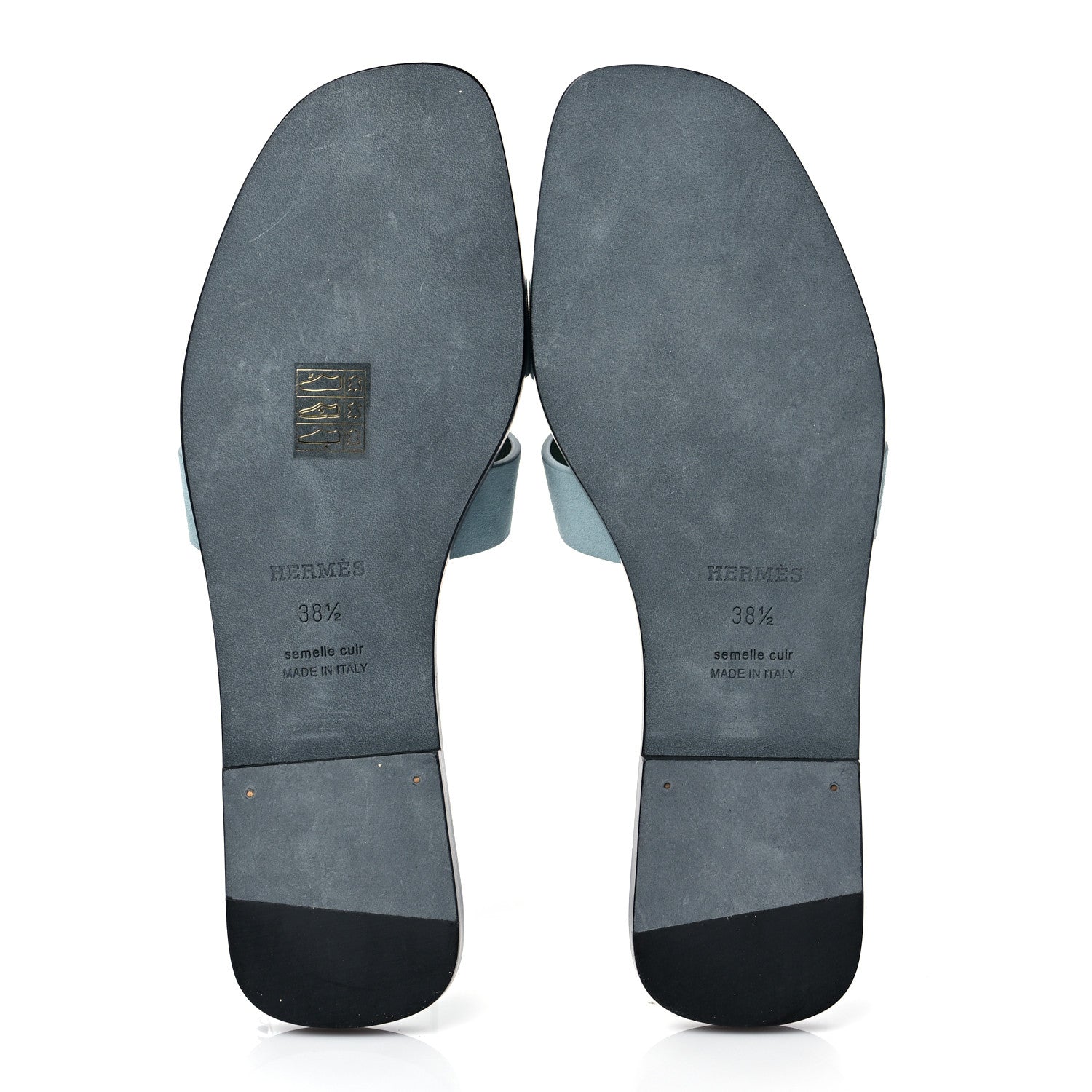 Hermes Suede Goatskin Oran Sandals 38.5 Vert D'Eau 5 of 8