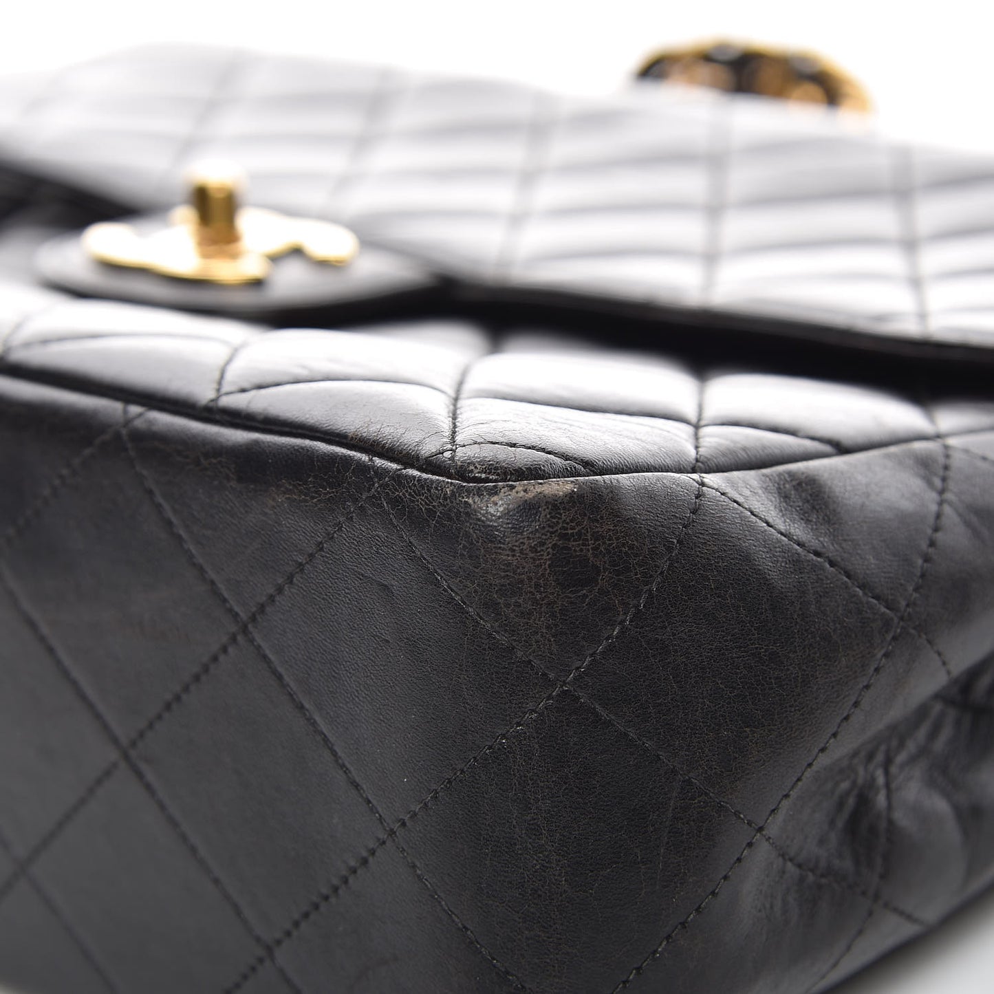 Lambskin Quilted Jumbo Single Flap Black