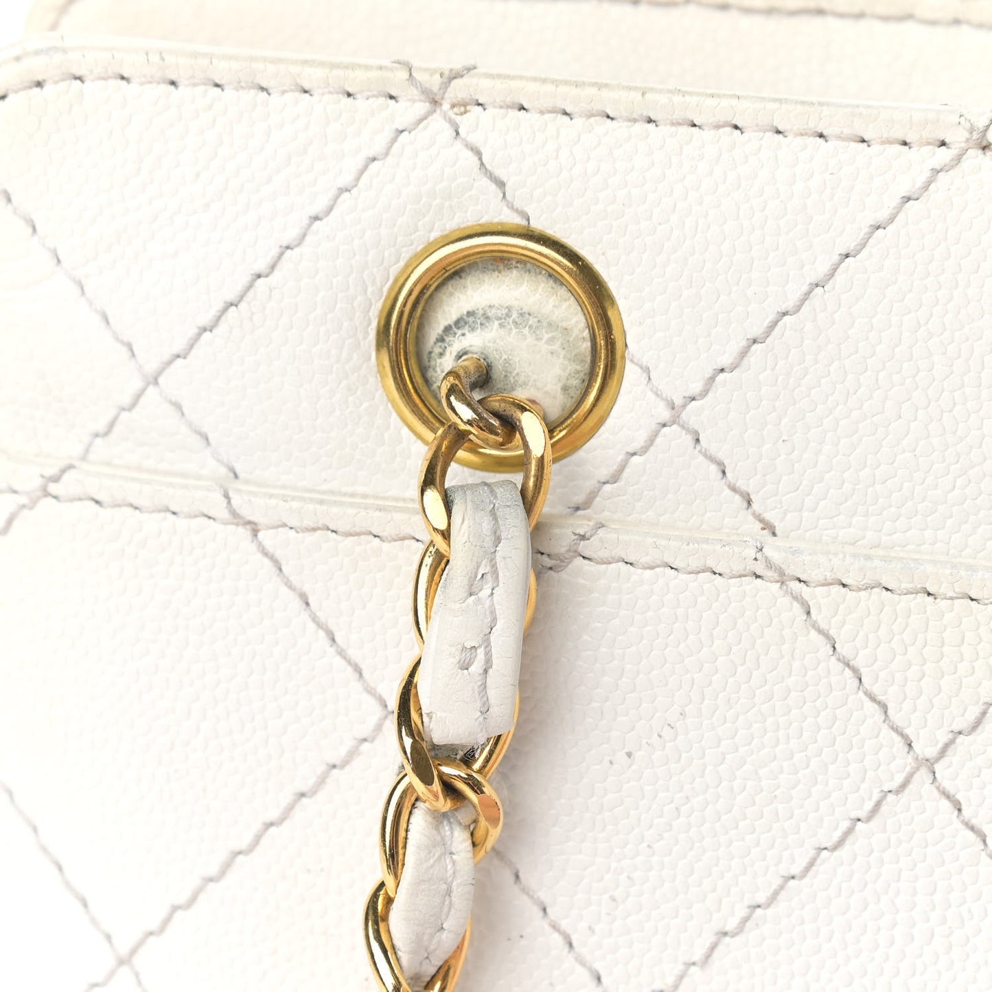 Caviar Stitched Shoulder Bag White