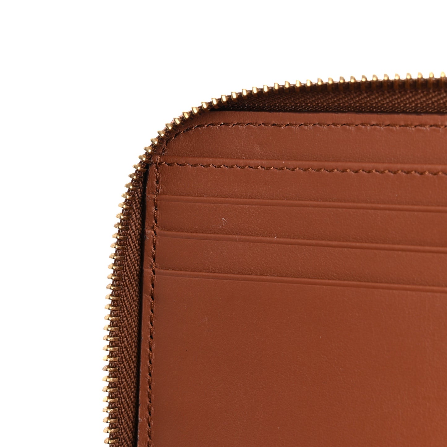 Grainy Calfskin London England Zip Around Wallet Chestnut Brown