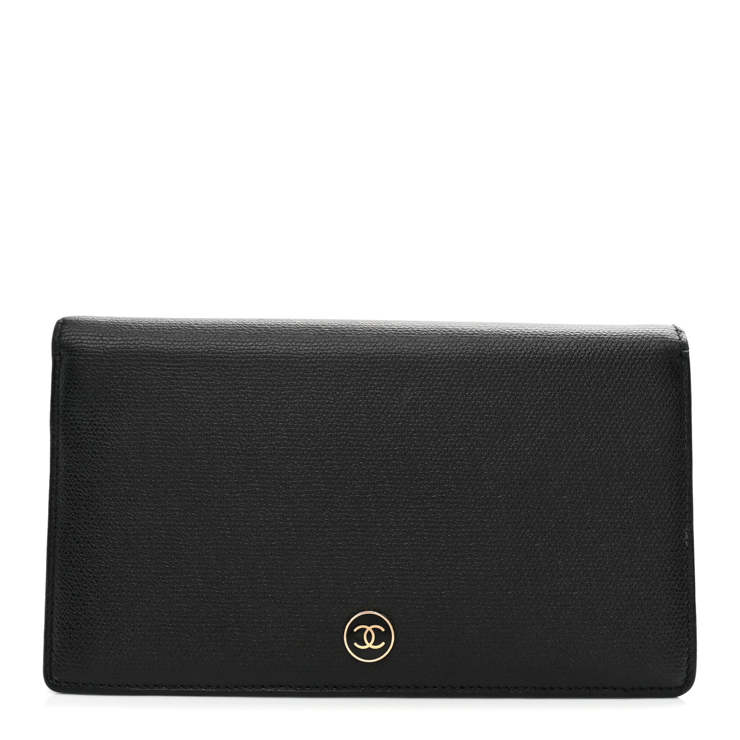 Grained Calfskin CC Button Yen Wallet Black