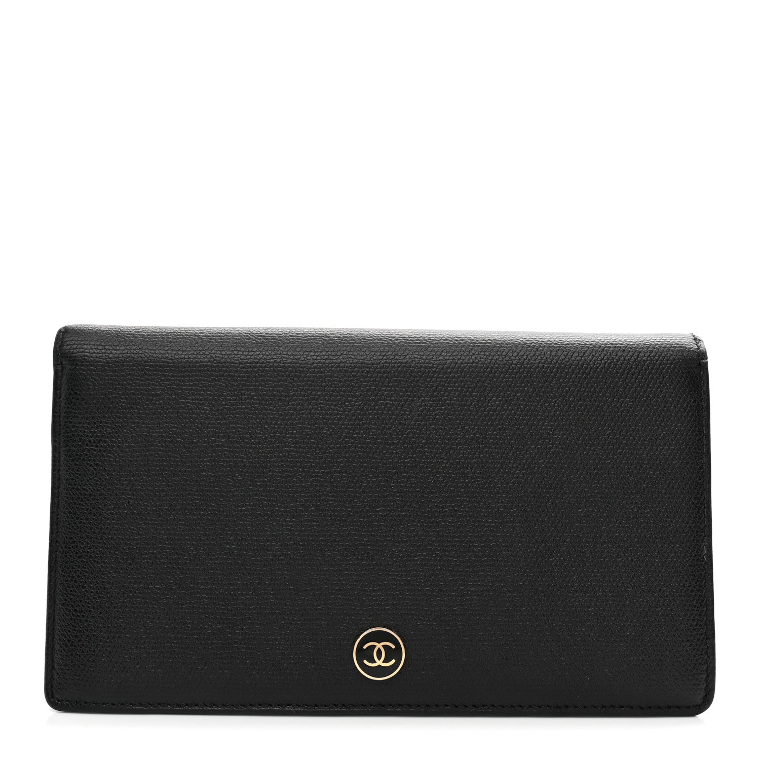 Chanel Grained Calfskin CC Button Yen Wallet Black 1 of 8