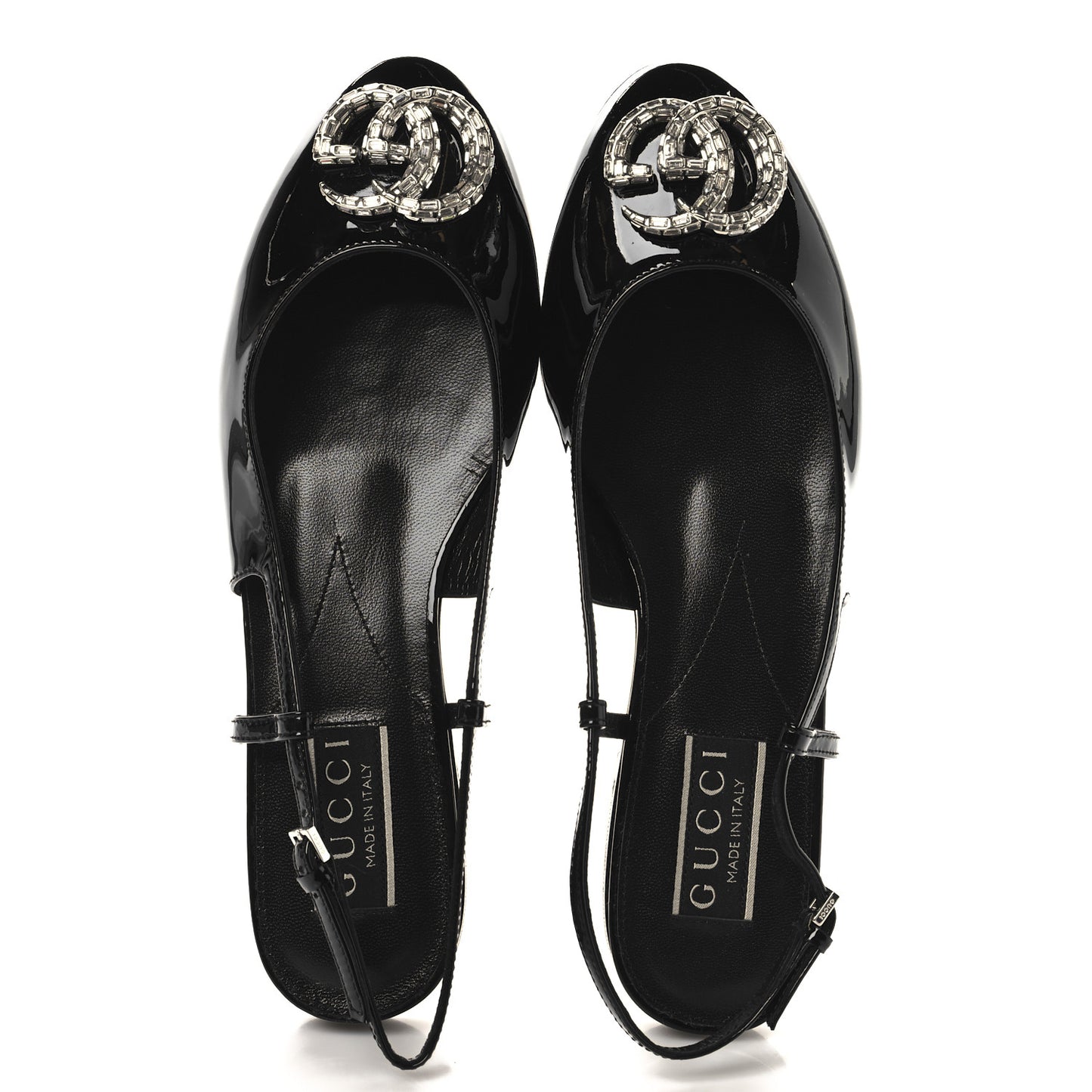 Vernice Crystal GG Harlow Ballet Flats 36 Black
