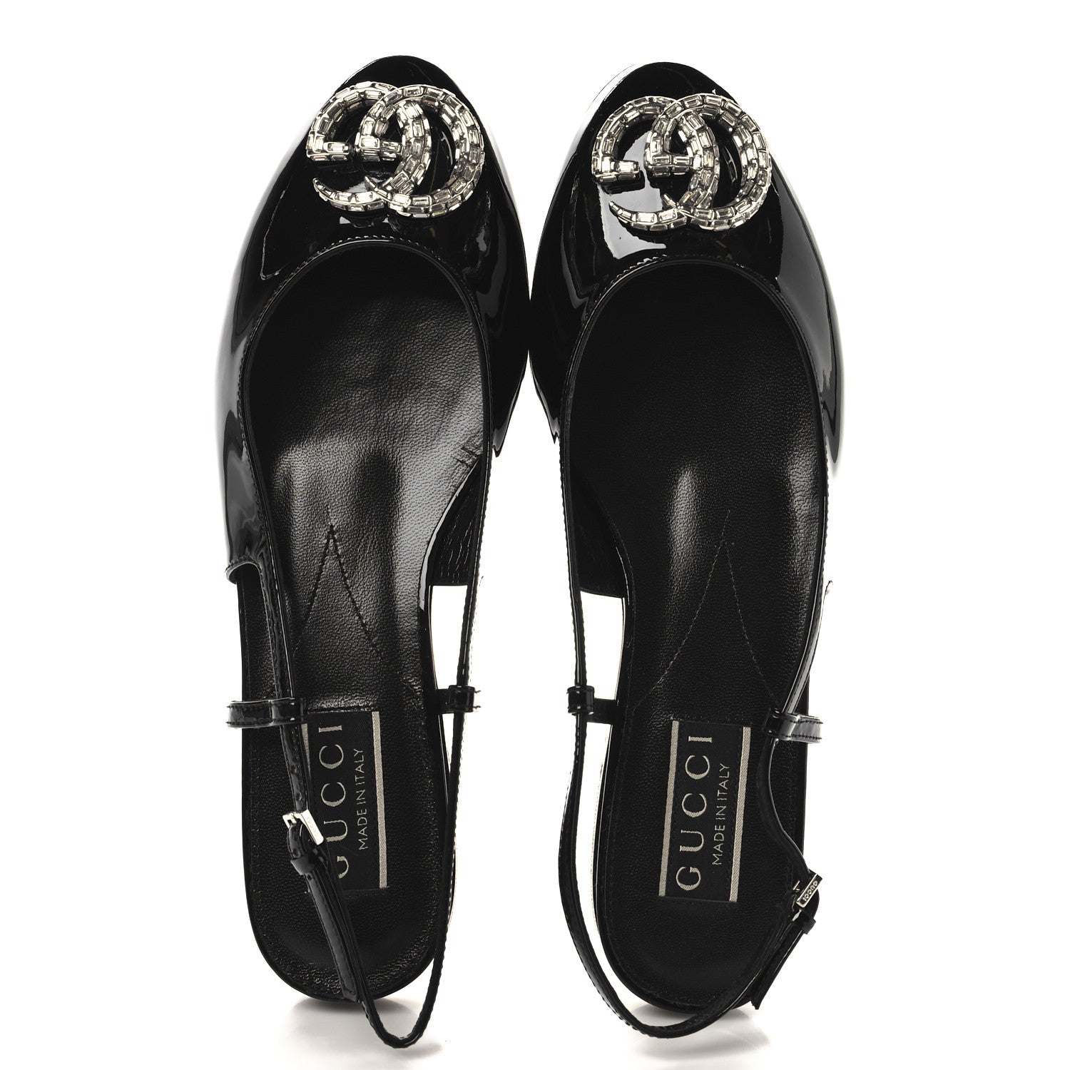 Gucci Vernice Crystal GG Harlow Ballet Flats 36 Black 2 of 10