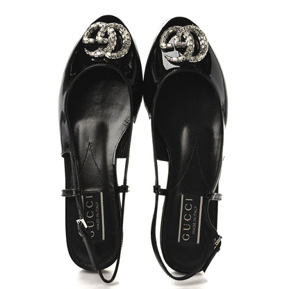 Gucci Vernice Crystal GG Harlow Ballet Flats 36 Black 2 of 10