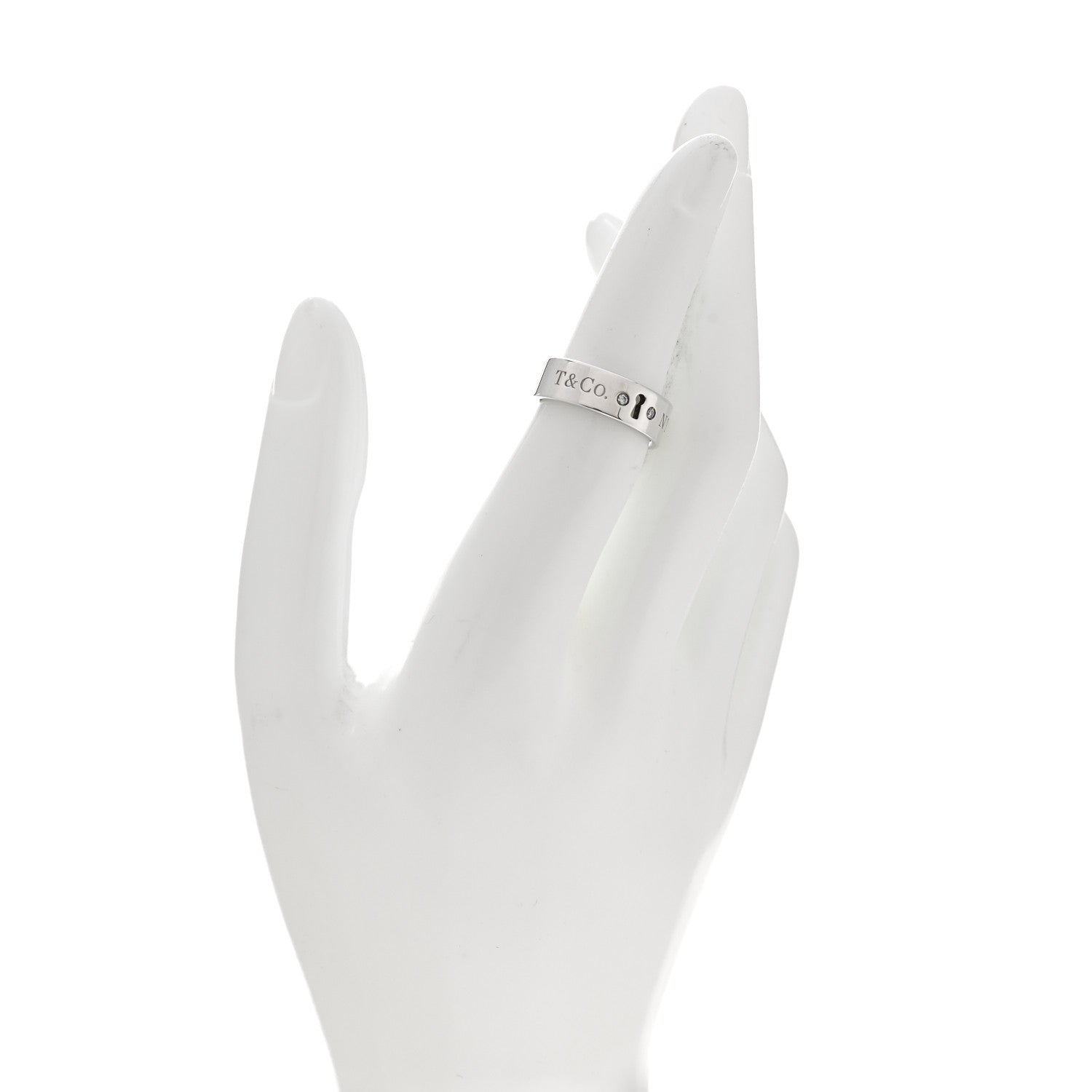 Tiffany Sterling Silver Diamond Locks Ring 51 5.75 2 of 4