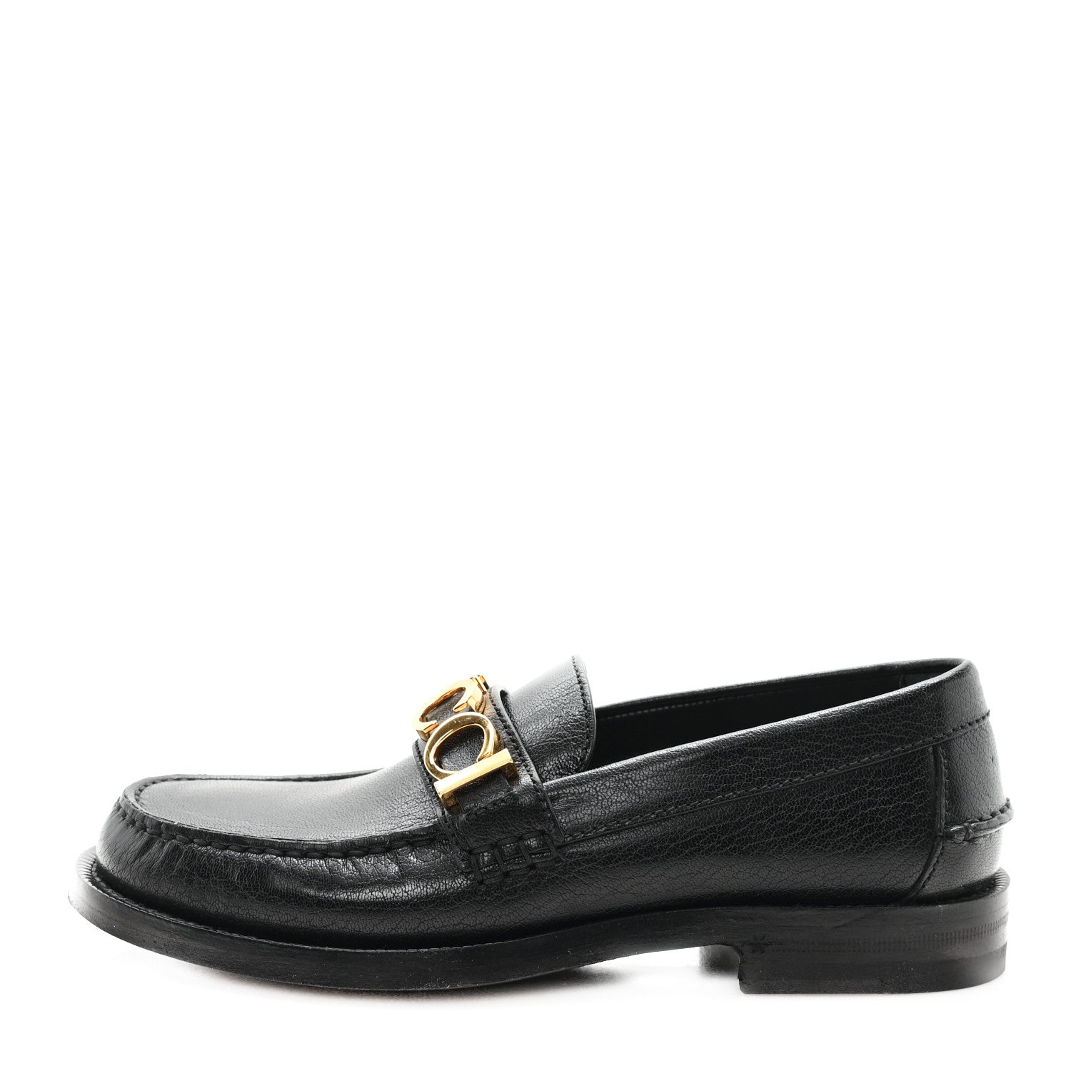 Gucci Goatskin Womens Logo 15mm Loafers 35 Black 1 of 9