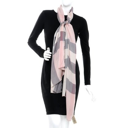 Burberry Silk Giant Check Scarf Pink 2 of 8