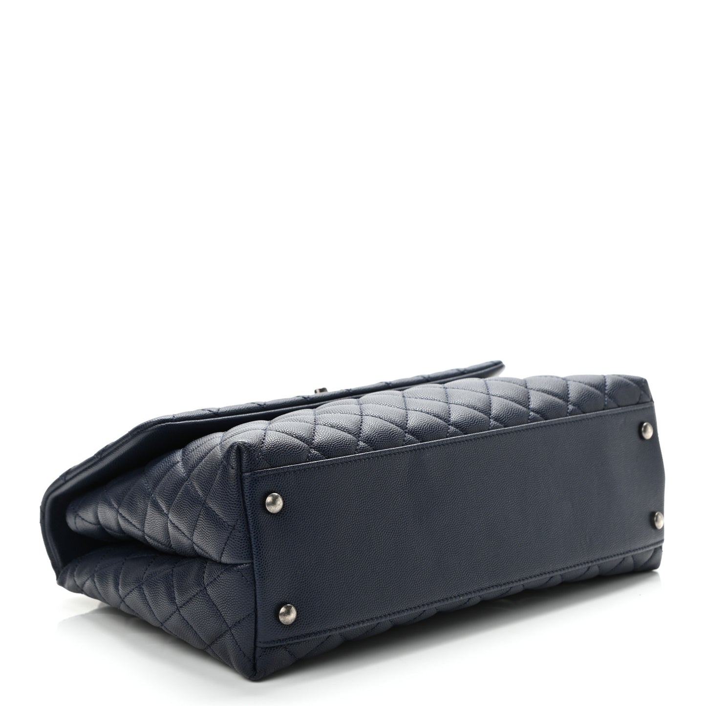 Caviar Lizard Quilted Medium Coco Handle Flap Navy