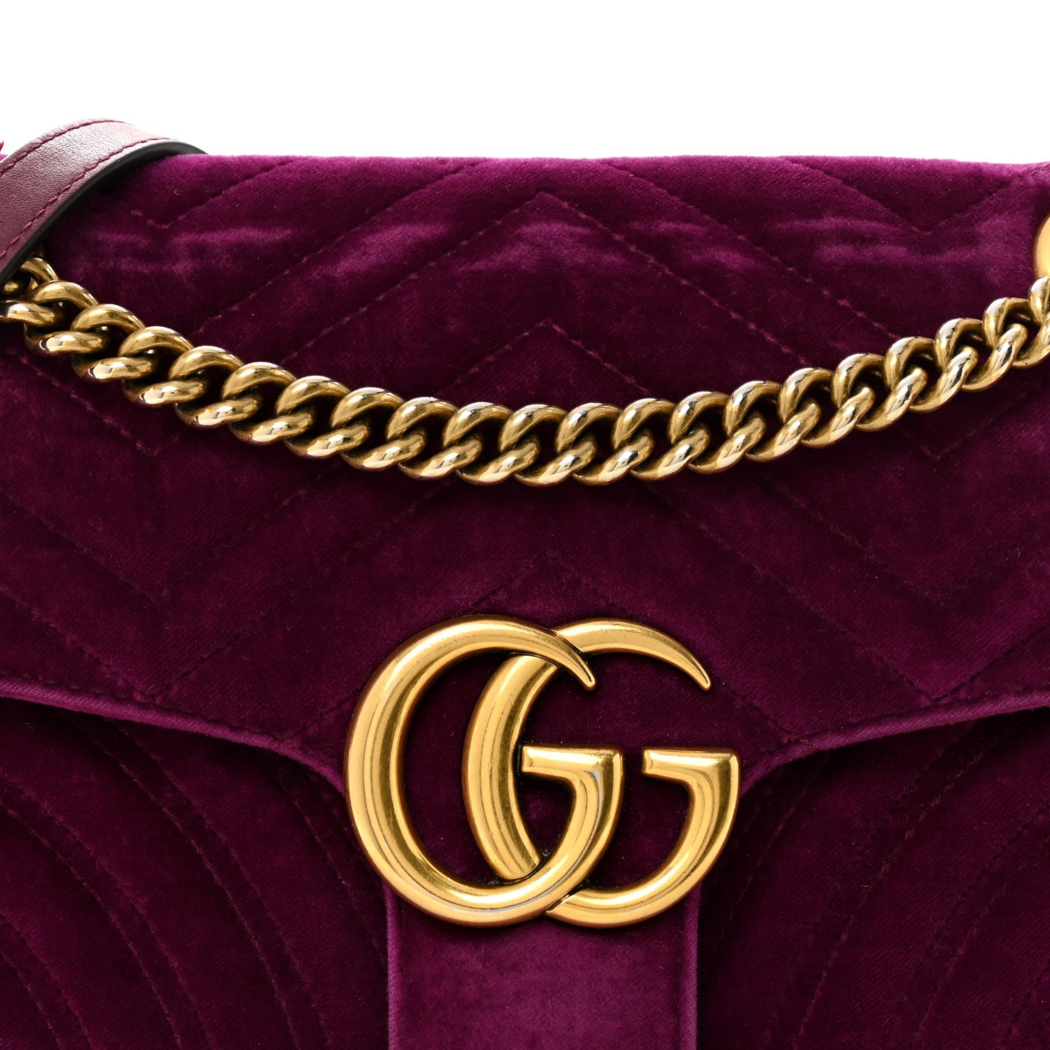 Gucci Velvet Matelasse Small GG Marmont Shoulder Bag Fuchsia Violet Cyclamen 8 of 13