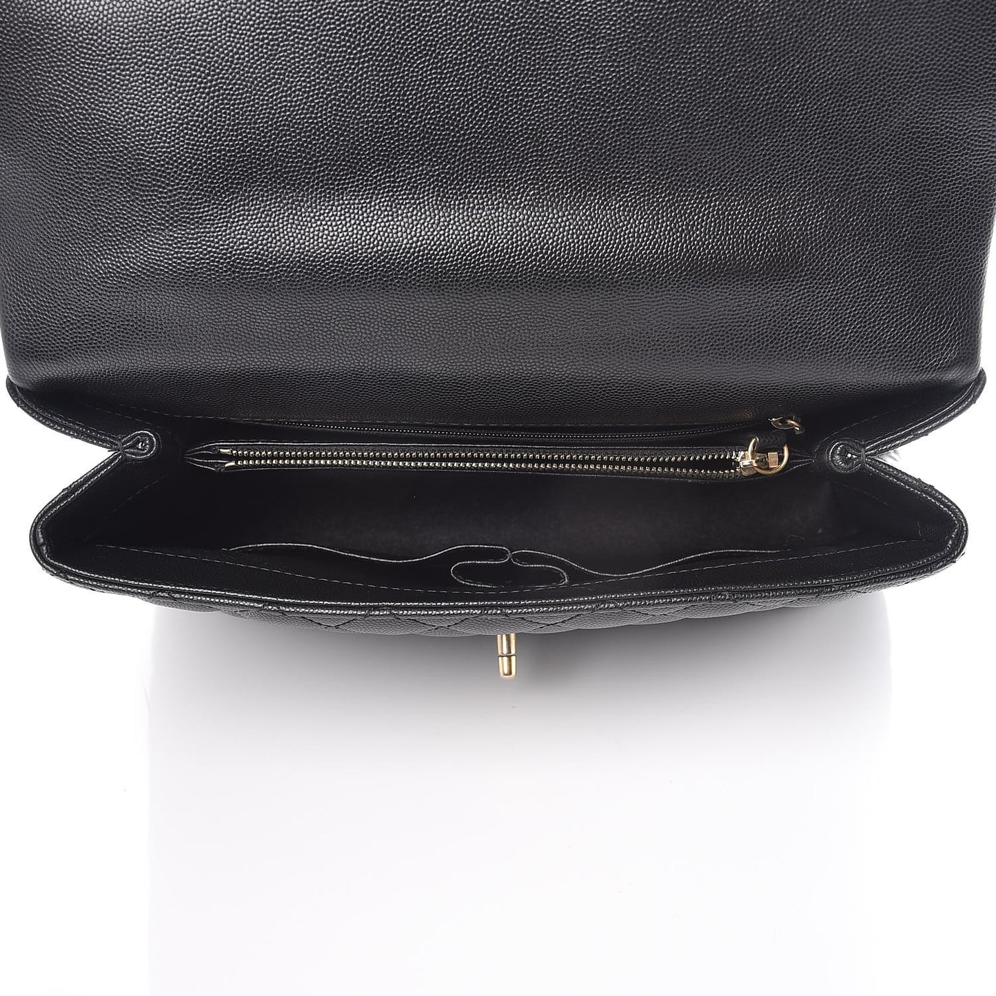 Caviar Lizard Quilted Medium Coco Handle Flap Black