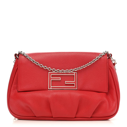 Fendi Vitello Flamingo Enamel Fendista Pouchette Crossbody Mattone Plaster 1 of 9