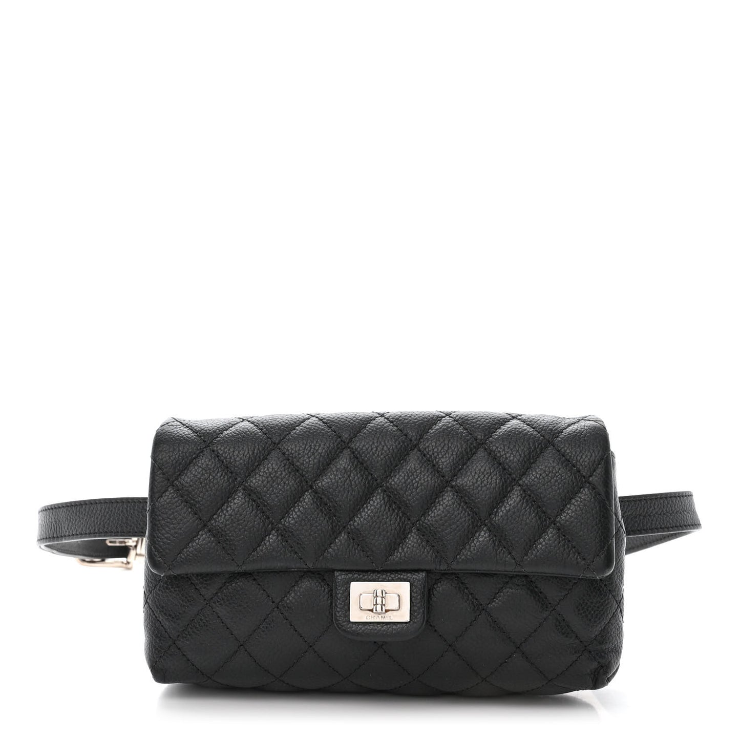Grained Calfskin Quilted 2.55 Reissue Flap Belt Bag Clutch Black