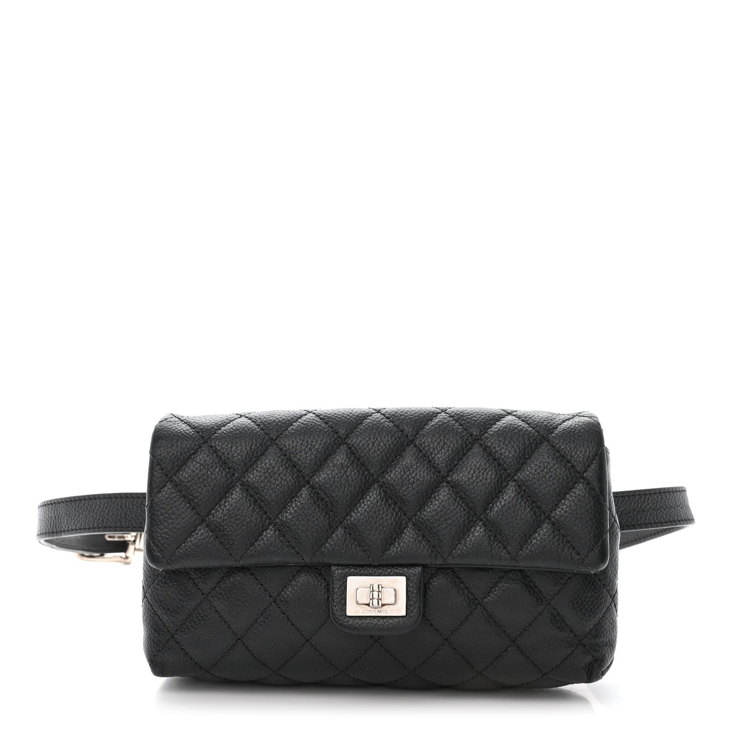 Chanel Grained Calfskin Quilted 2.55 Reissue Flap Belt Bag Clutch Black 1 of 12