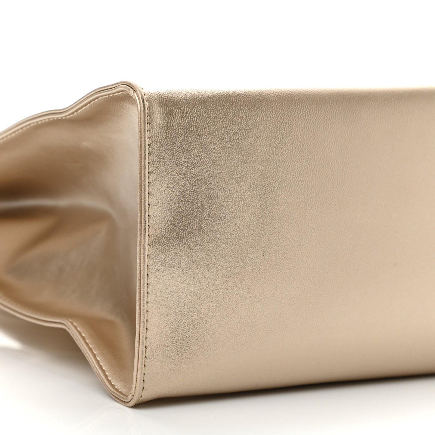 Metallic Vegan Leather Medium Shopping Bag Gold