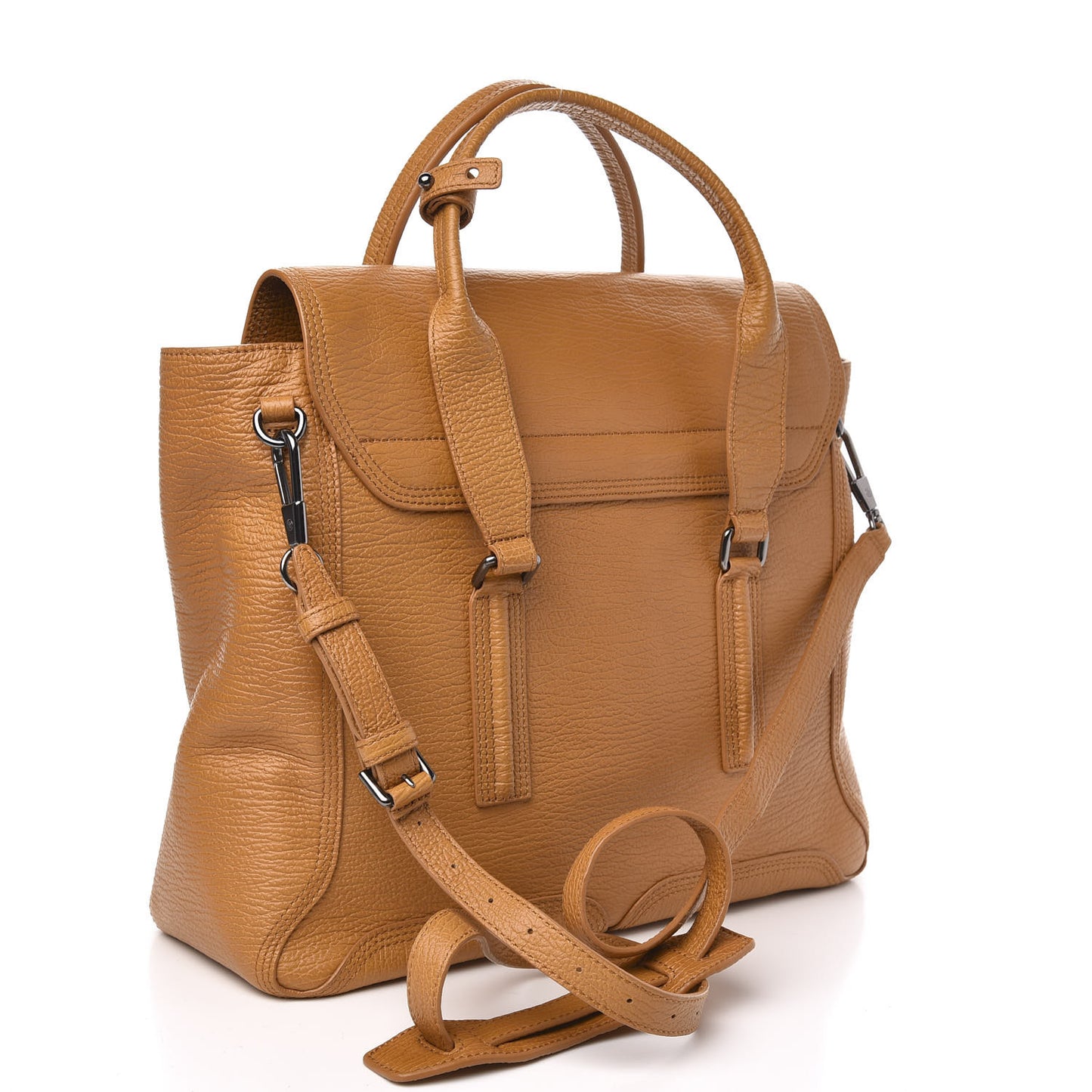 3.1 Textured Calfskin Large Pashli Satchel Amber
