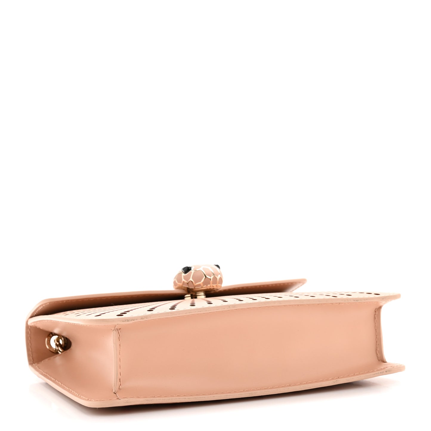 Calfskin Laser Cut Small Serpenti Forever Diamond Blast Top Handle Bag White Beige
