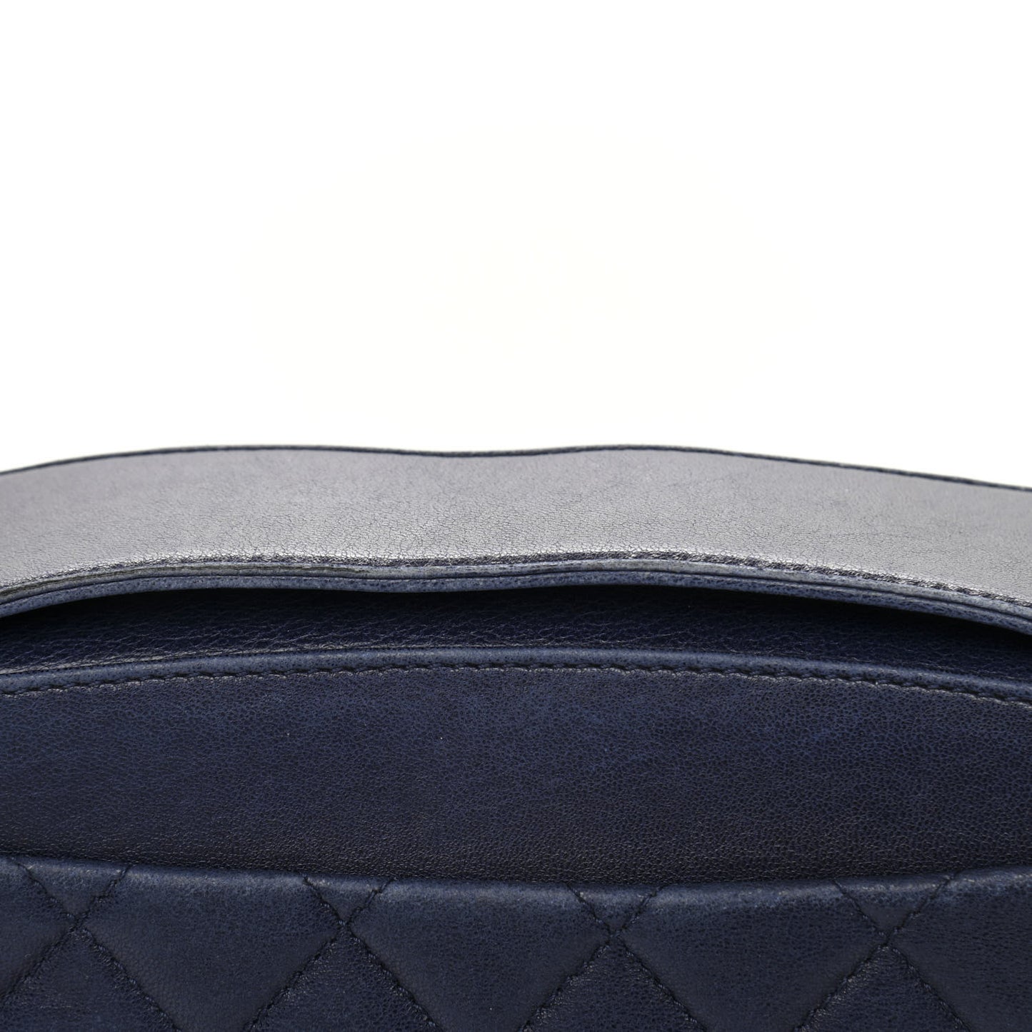 Lambskin Quilted Flap Shoulder Bag Navy Blue