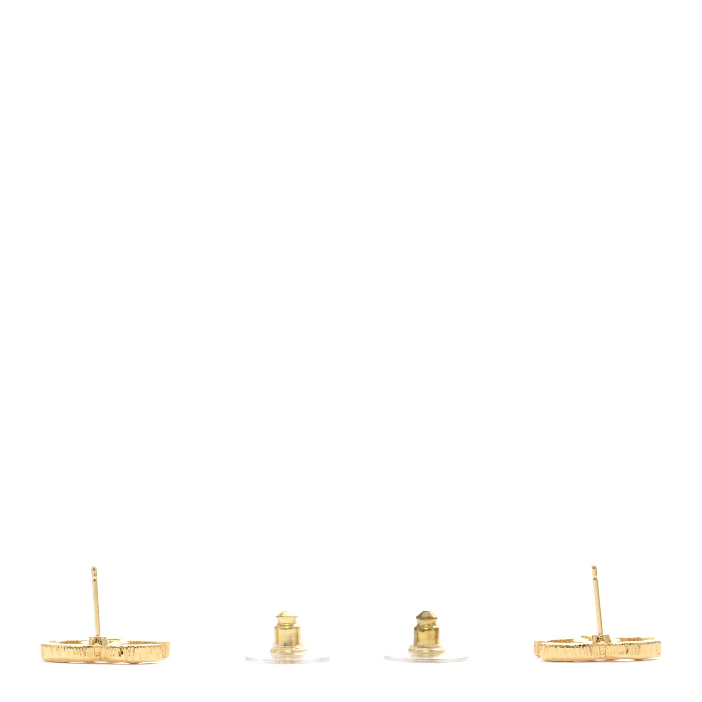 Metal Textured CC Earrings Gold
