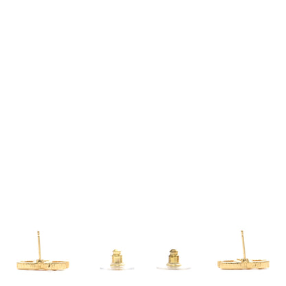 Chanel Metal Textured CC Earrings Gold 3 of 5