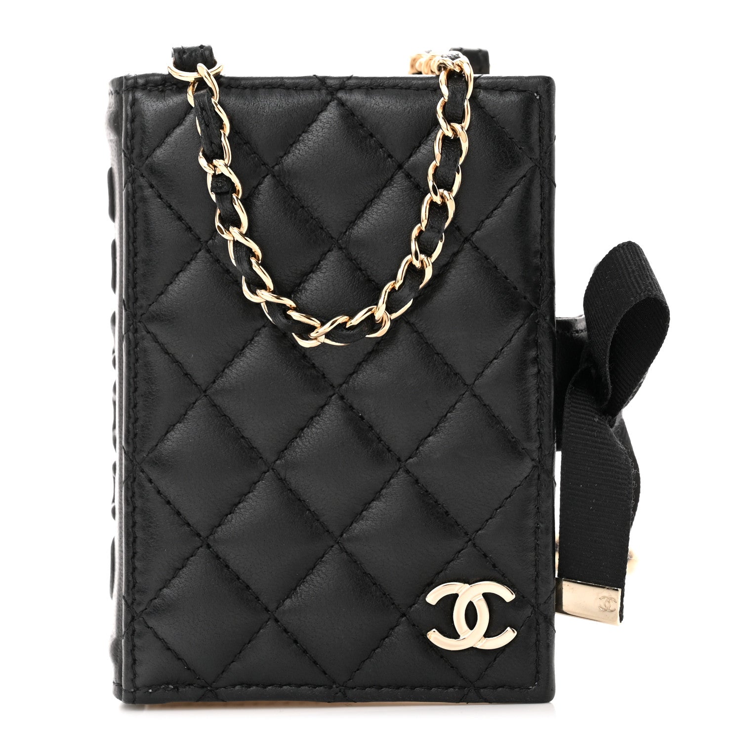 Chanel Lambskin Quilted Book Card Holder on Chain Black 1 of 11