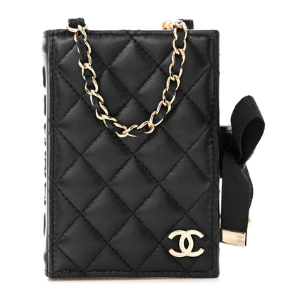 Chanel Lambskin Quilted Book Card Holder on Chain Black 1 of 11