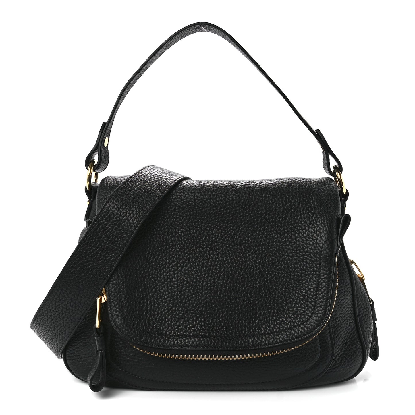 Grained Calfskin Medium Jennifer Crossbody Bag Black