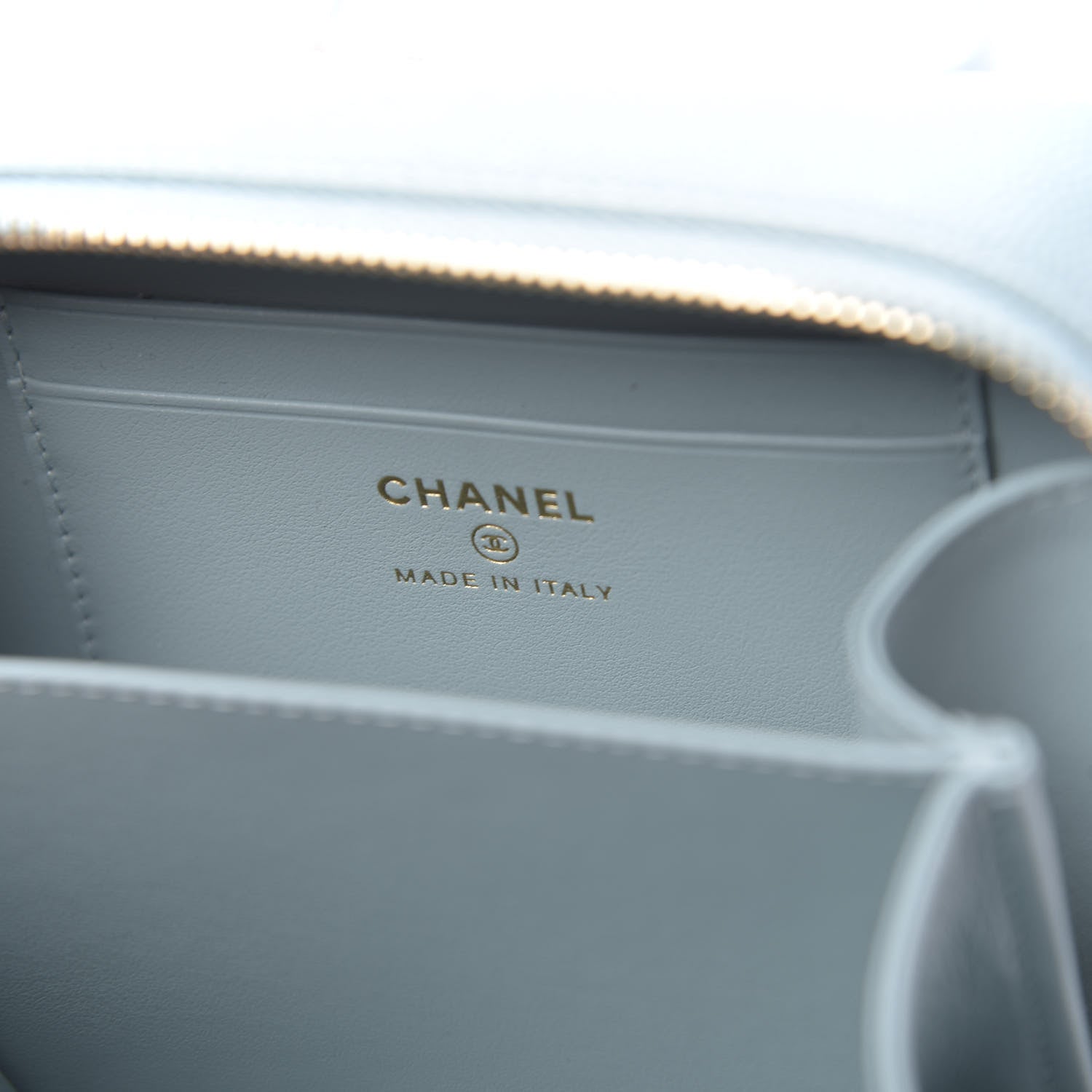 Chanel Caviar Quilted Filigree Vanity Clutch With Chain Light Blue 6 of 11
