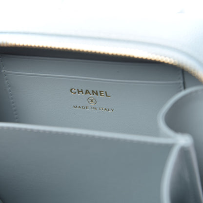 Chanel Caviar Quilted Filigree Vanity Clutch With Chain Light Blue 6 of 11