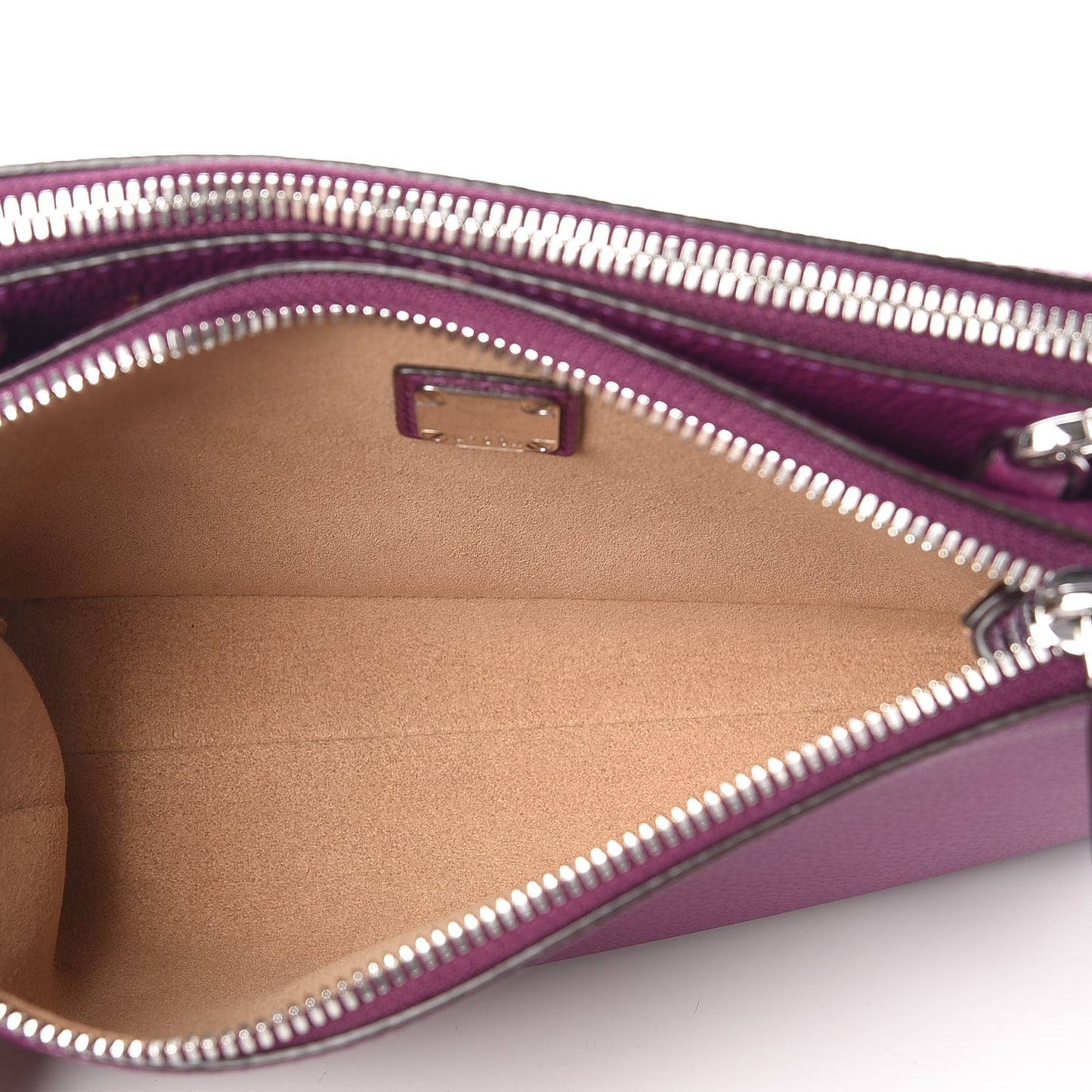 Grained Calfskin Milla Double Crossbody Bag Purple