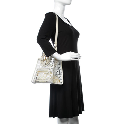 Fendi TPU FF Vitello Century Plexiglass Small Runaway Shopper Tote White 2 of 8