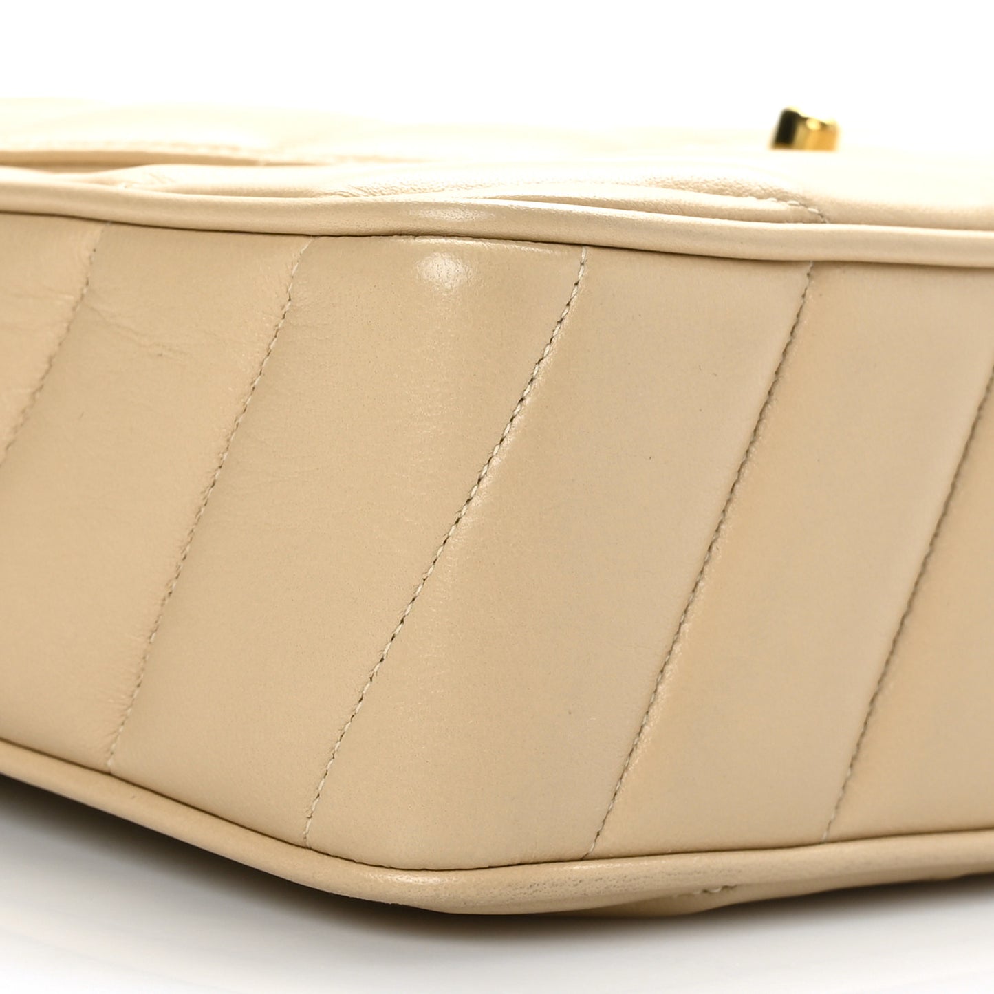 Lambskin Chevron Quilted Tassel Flap Camera Case Beige
