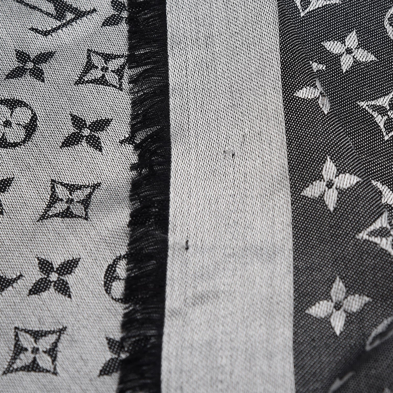 Louis Vuitton Silk Wool Monogram Denim Shawl Black Silver 5 of 8