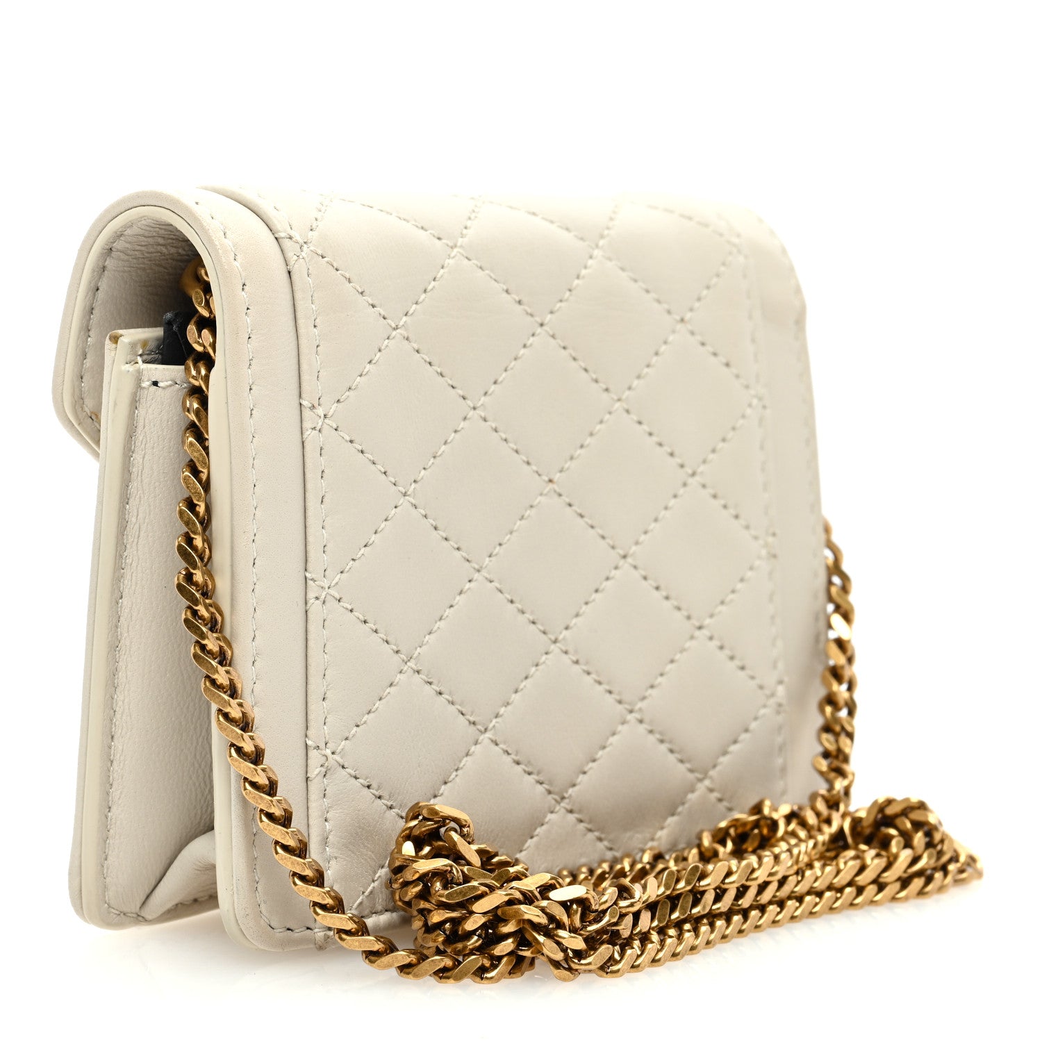 Saint Laurent Lambskin Quilted Monogram Micro Gaby Crossbody Bag Blanc Vintage 3 of 9