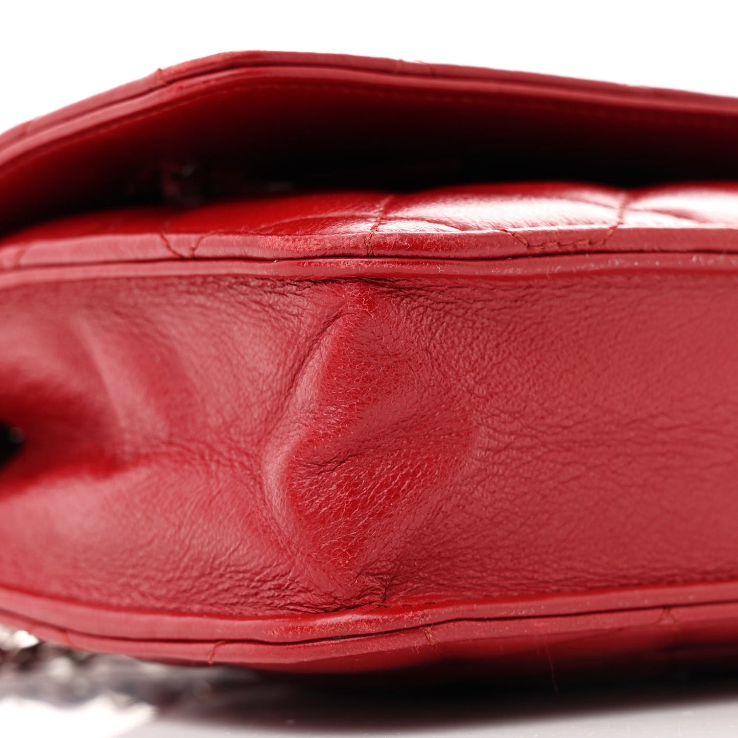 Lambskin Quilted Wallet On Chain WOC Red