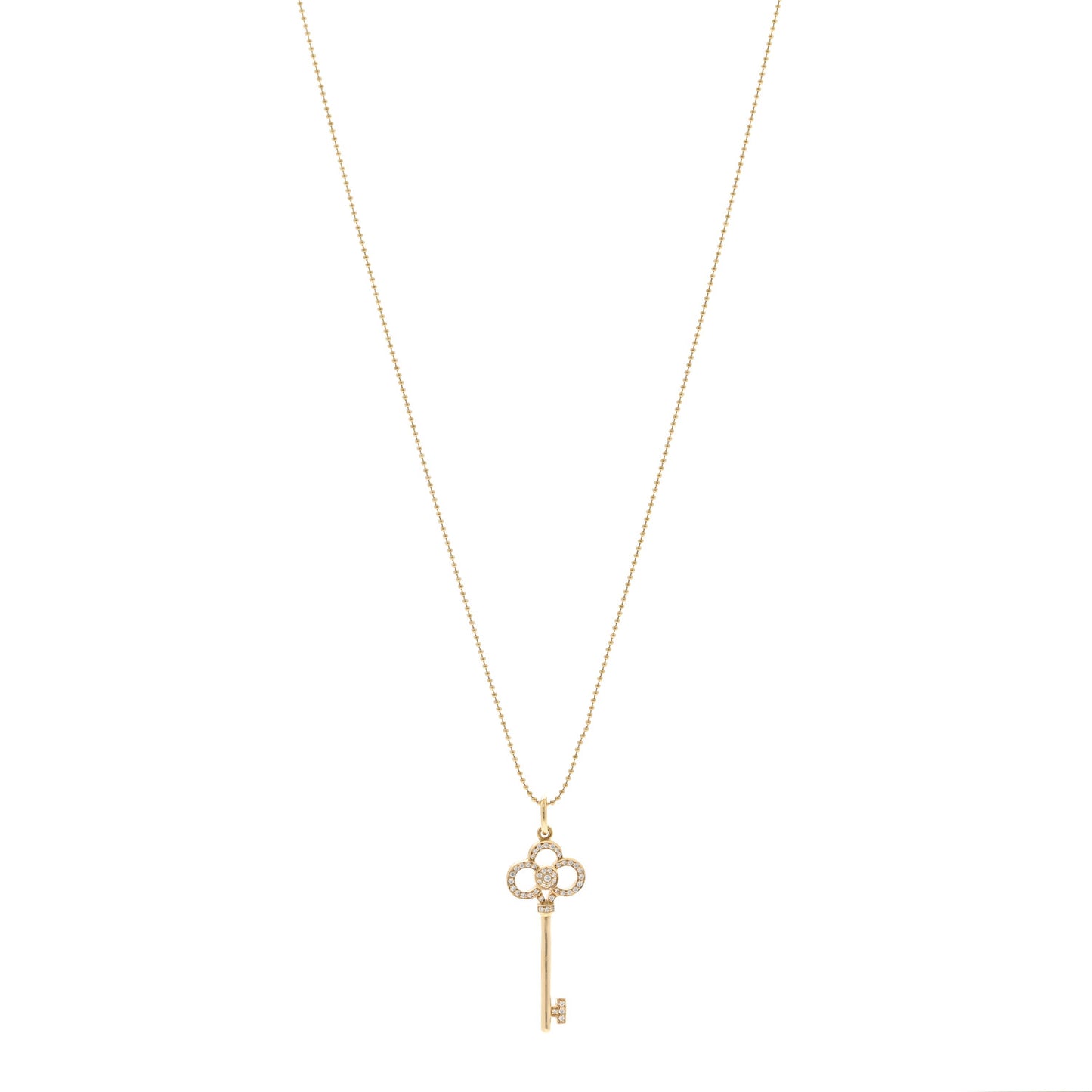 18K Yellow Gold Diamond Crown Key Pendant Necklace