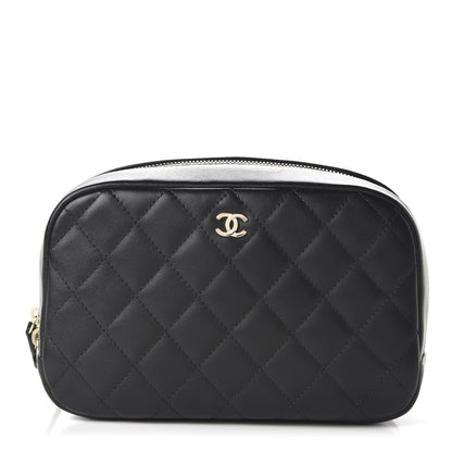 Chanel Lambskin Quilted Medium Curvy Pouch Cosmetic Case Black 1 of 11