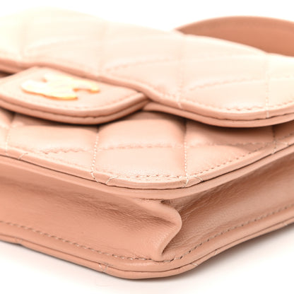 Chanel Lambskin Quilted Top Handle Flap Coin Purse With Chain Beige 12 of 13