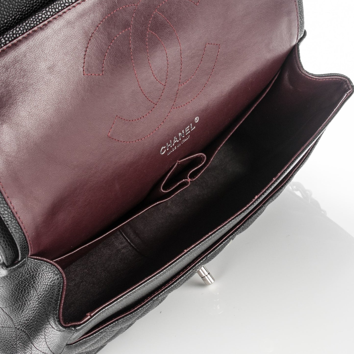 Caviar Quilted Jumbo Double Flap Black