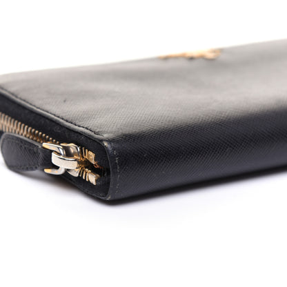 Prada Saffiano Metal Zip Around Wallet Black 6 of 14