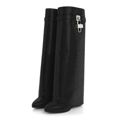 Givenchy Crystal Shark Lock Pant Boots 38.5 Black 3 of 9