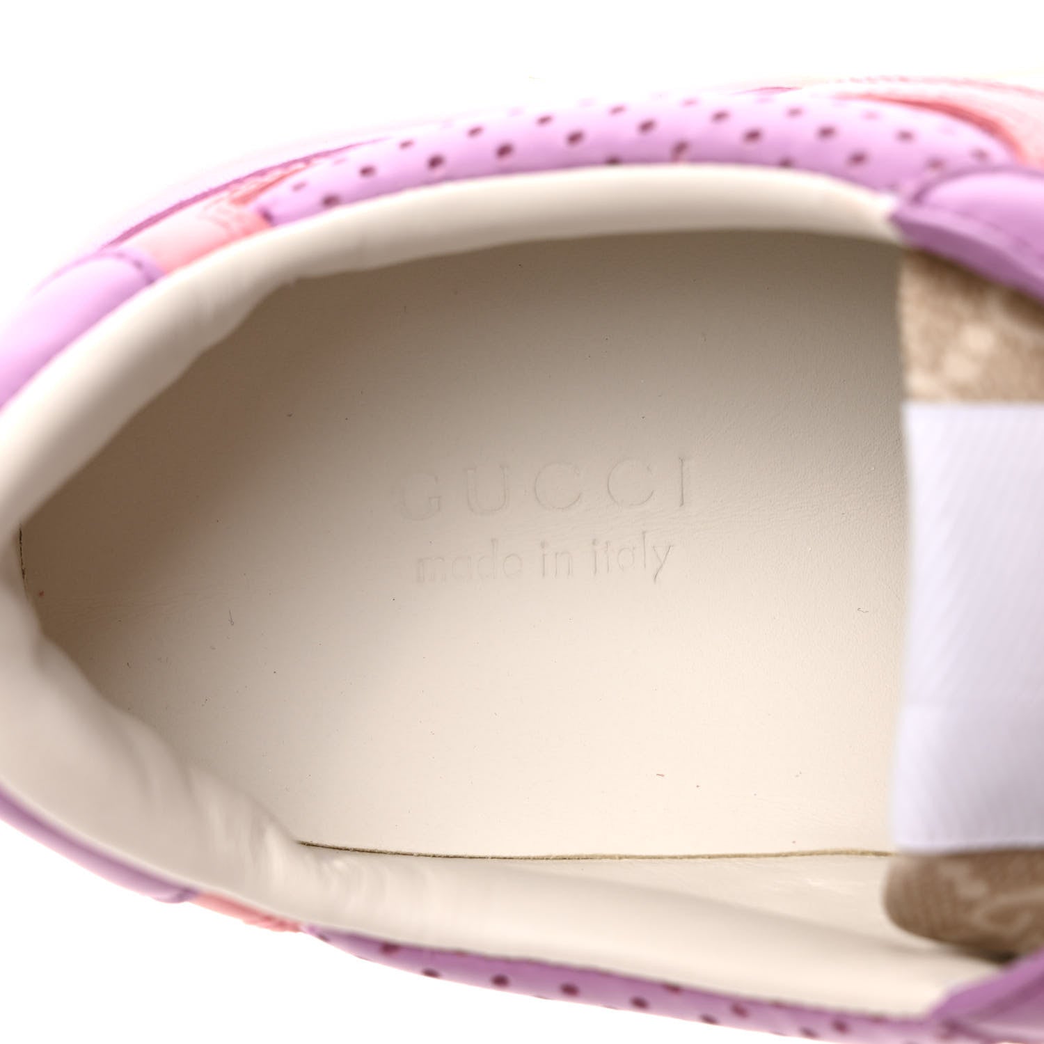 Gucci Calfskin GG Supreme Monogram Perforated Womens Platform 55mm Sneakers 38 Wild Cherry Beige Mystic White Bright Purple 7 of 9