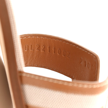 Hermes Calfskin Canvas Oran Sandals 39 Noisette Beige Dore 8 of 9