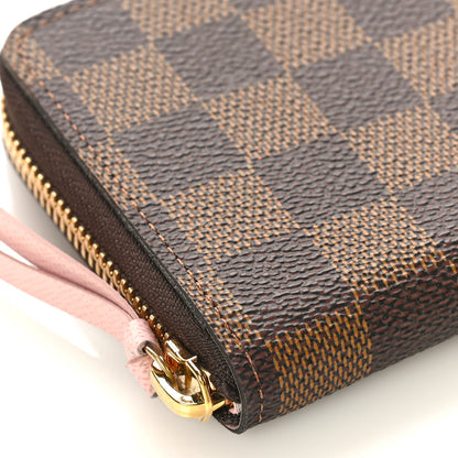 Louis Vuitton Damier Ebene Clemence Wallet Rose Ballerine 7 of 9