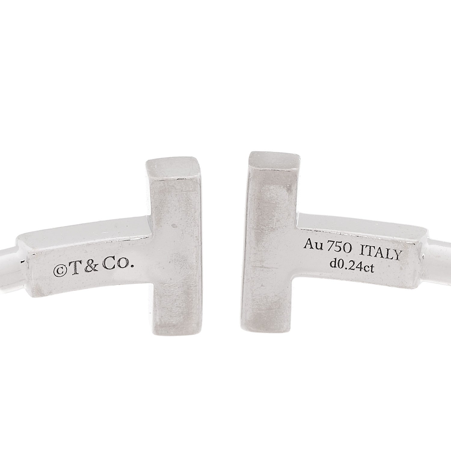 Tiffany 18K White Gold Diamond T Wire Bracelet 4 of 4